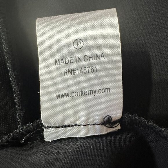 Parker Black Asymmetric Silk Blend Ruffled One-Sleeve Dress  8 - Picture 8 of 9